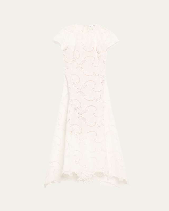 Scroll Guipure Lace High-Low Day Dress